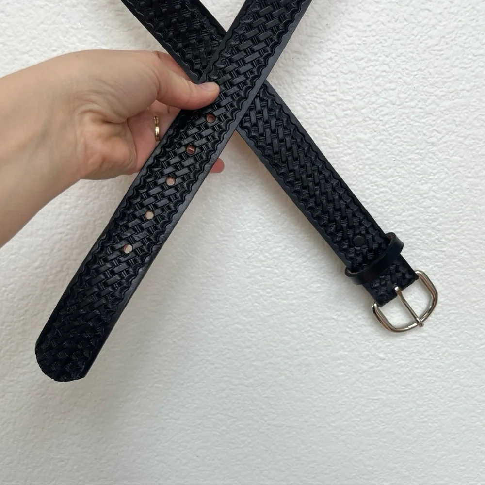 Dakota Belt Co Black Leather Belt Size 38
